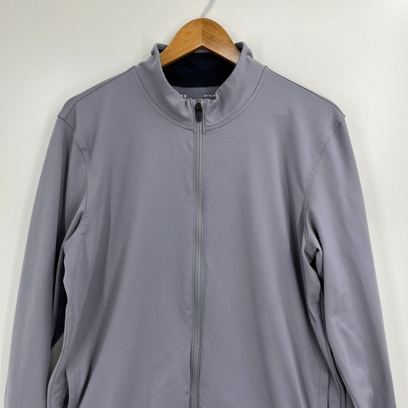 Under Armour Active Jacket Men's L Gray Full Zip Loose Heat Gear Stretch - Picture 2 of 11